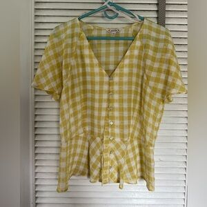 Nanette Lenore Gingham Yellow Top